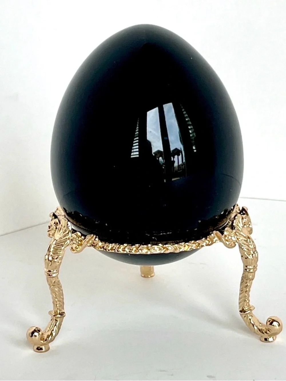 Black Silver Sheen Obsidian Egg large palm sized